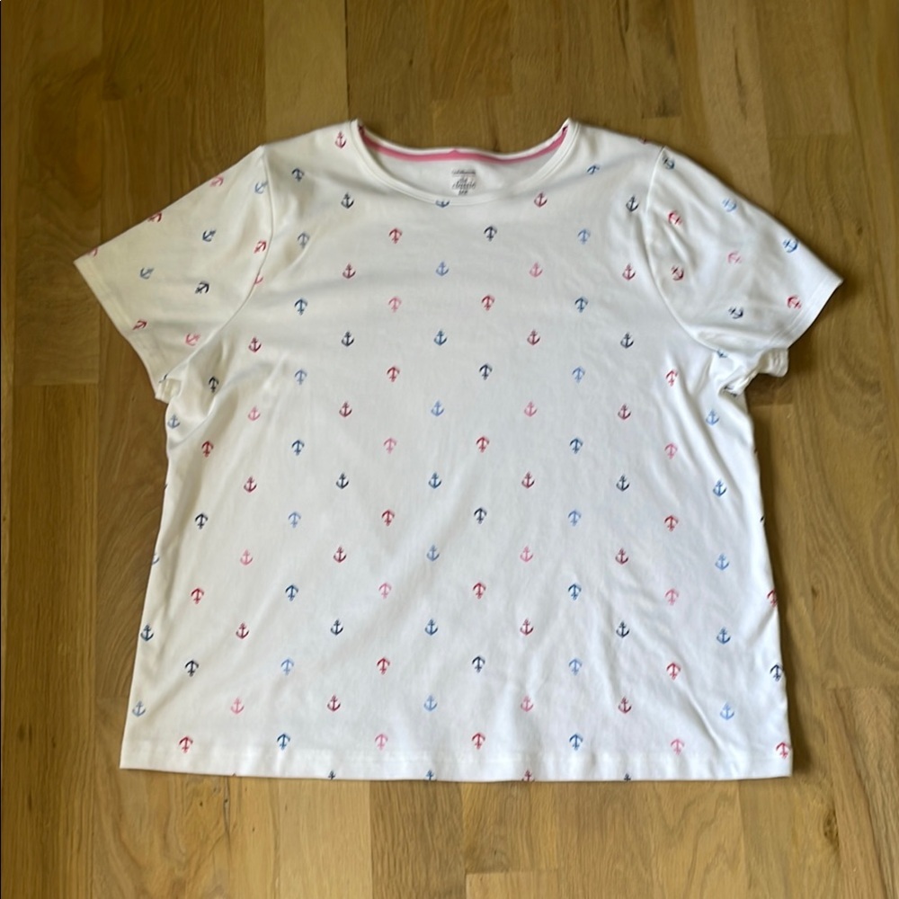 White Anchor Print Shirt 👚